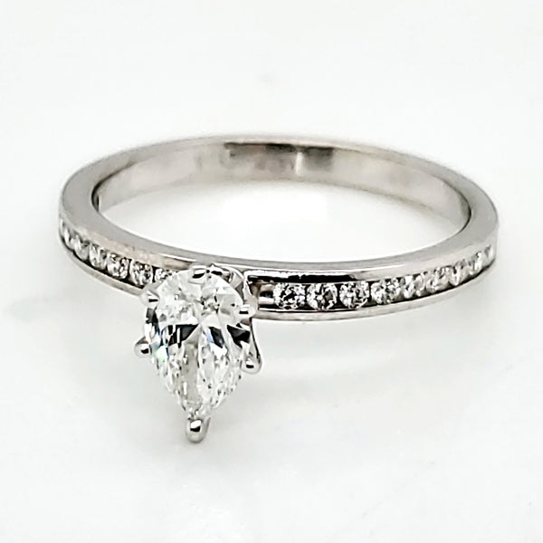 14kt White Gold .50 Carat Pear Shaped Diamond Engagement Ring