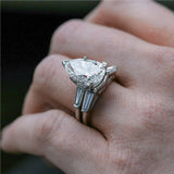 Platinum 5.30 Carat Pear Shaped Diamond Wedding Set