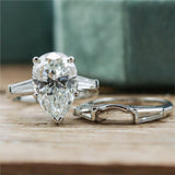 Platinum 5.30 Carat Pear Shaped Diamond Wedding Set
