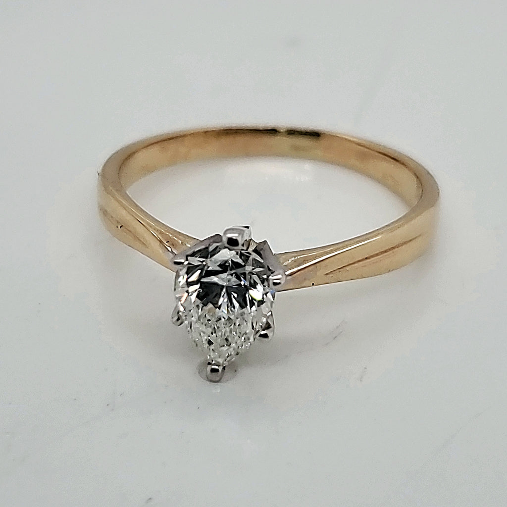.77 Pear Shaped Diamond Engagement Ring