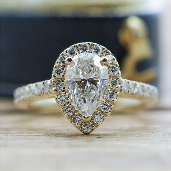 14kt Yellow Gold 1.51 Carat Pear Shape Diamond Engagement Ring