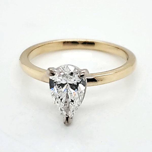 14Kt Gold 1.02 Carat Pear Shape Diamond Solitaire Engagement Ring