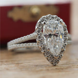 Platinum 2.03 Carat Pear Shaped Cut Diamond Engagement Ring