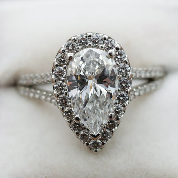 Platinum 2.03 Carat Pear Shaped Cut Diamond Engagement Ring