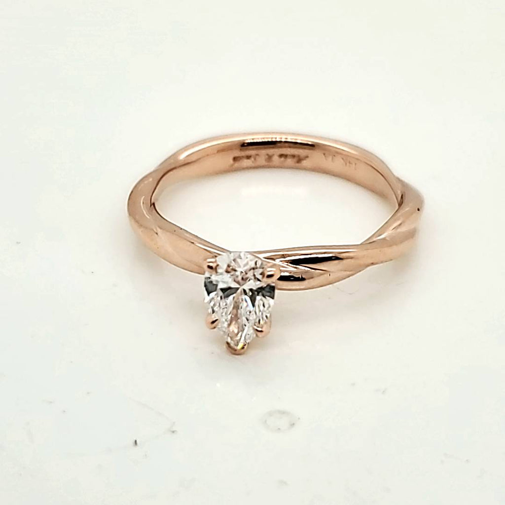 14kt Rose Gold .51 Carat Pear Shaped Diamond Engagement Ring