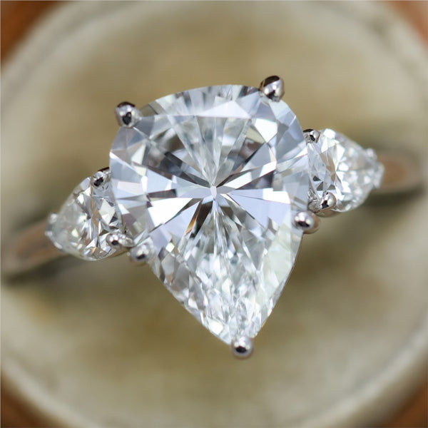 Platinum 2.76 Carat Pear Shaped Diamond Engagement Ring