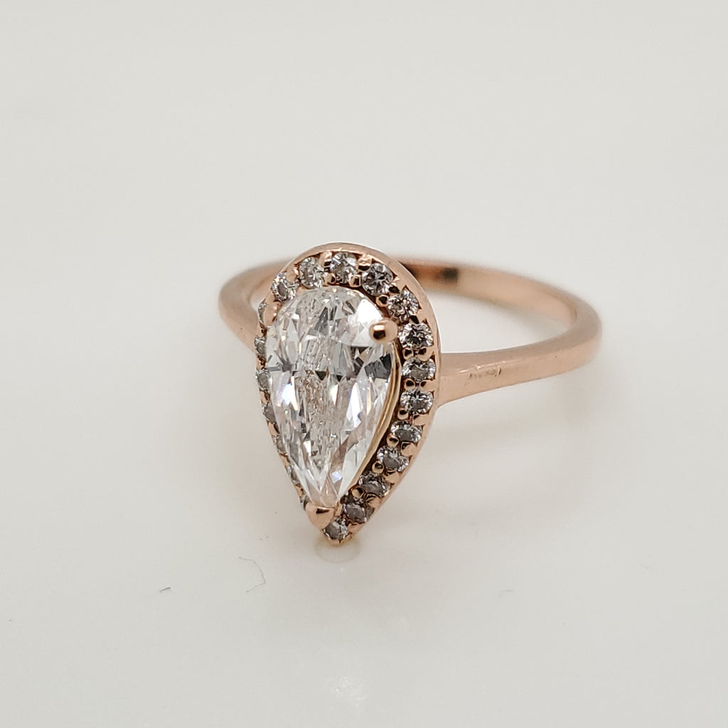 14kt Rose Gold 1.20 Carat Pear Shaped Diamond Engagement Ring