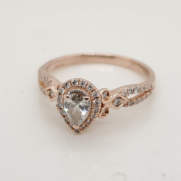 14kt Rose Gold  Pear Shaped Diamond Engagement Ring