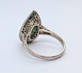 2.01ct Pear Shaped Diamond Dual Halo Style Vintage Ring in Platinum and 14K Yellow Gold
