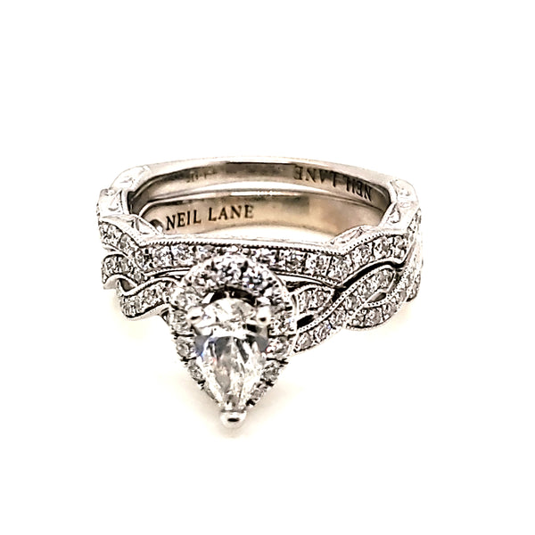 Neil Lane 14kt White Gold .50 Carat Pear Shaped Diamond Wedding Set