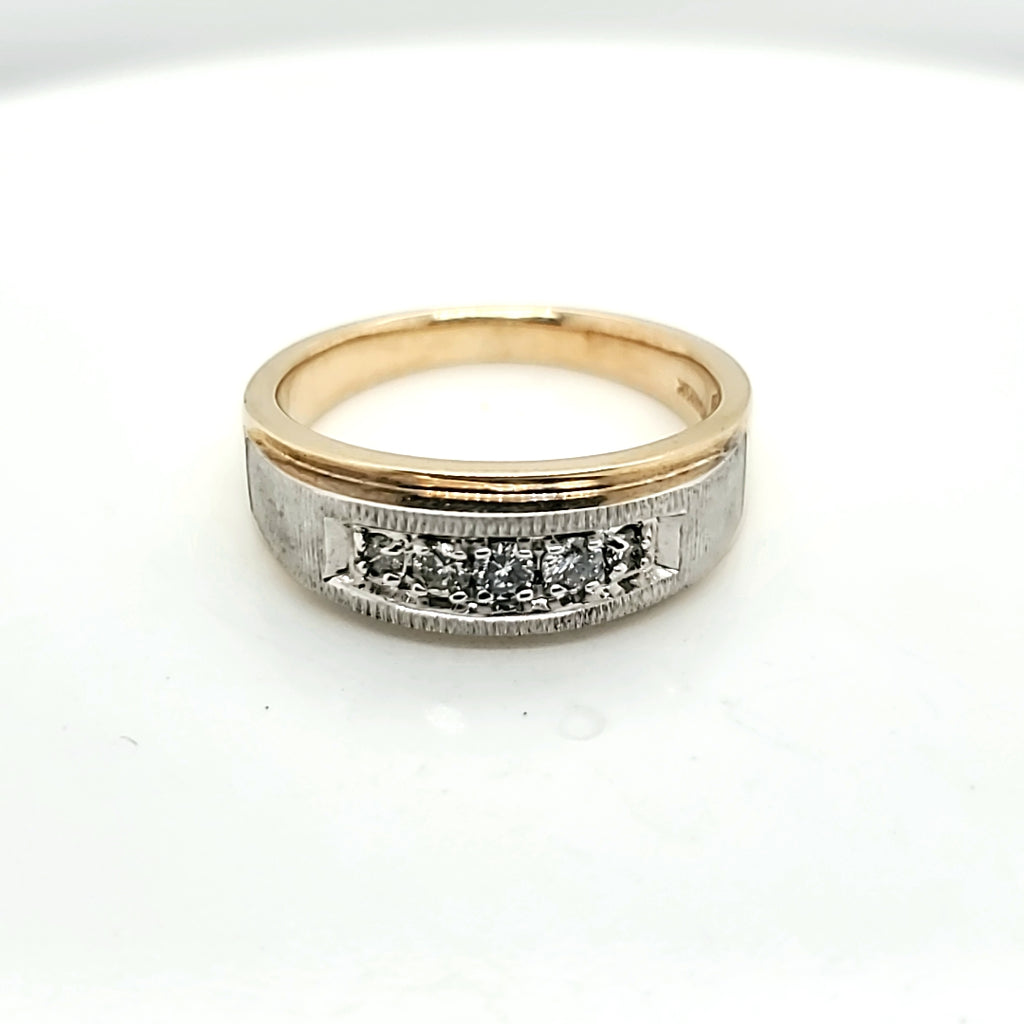 10kt White and Yellow Gold Mens Wedding Band