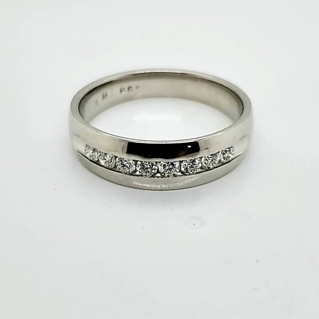 Mens 14kt White Gold .50 Carat Diamond Wedding Band