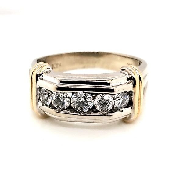 Mens 14kt White and Yellow Gold Diamond Ring