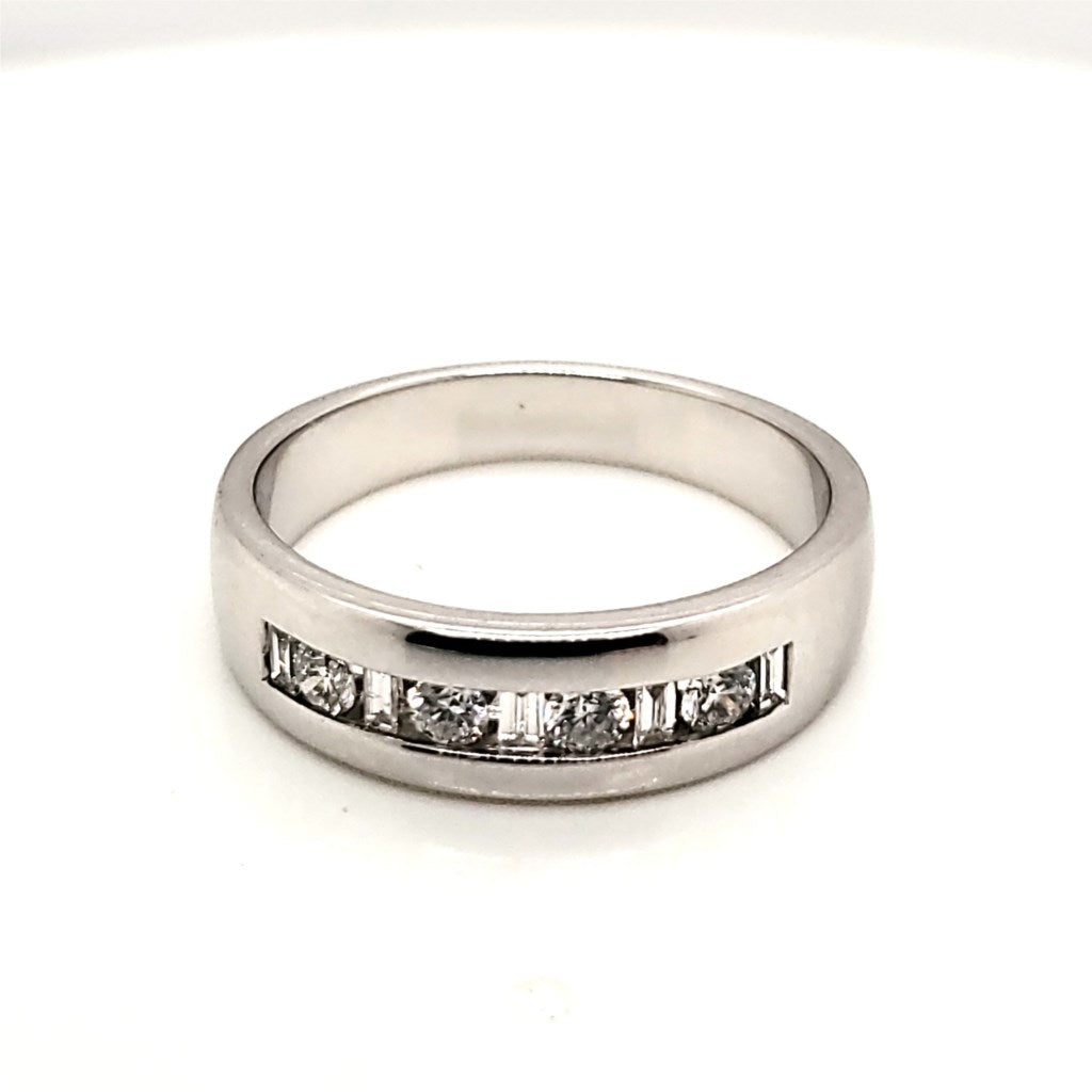 14kt White Gold and Diamond Mens Wedding Band