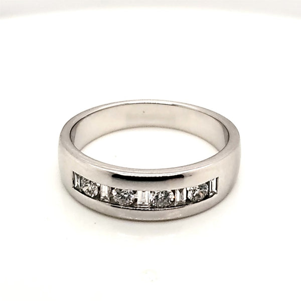 14kt White Gold and Diamond Mens Wedding Band