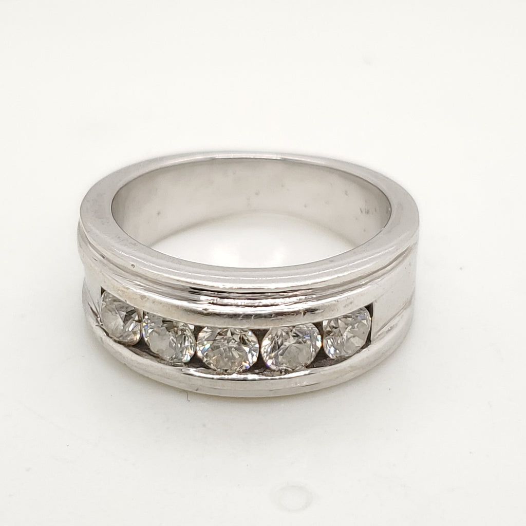 14kt White Gold 1.10 Carat Mens Diamond Wedding Band
