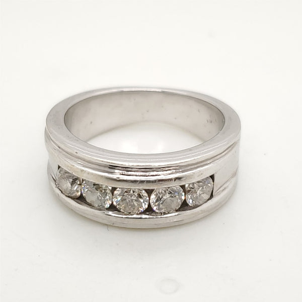 14kt White Gold 1.10 Carat Mens Diamond Wedding Band