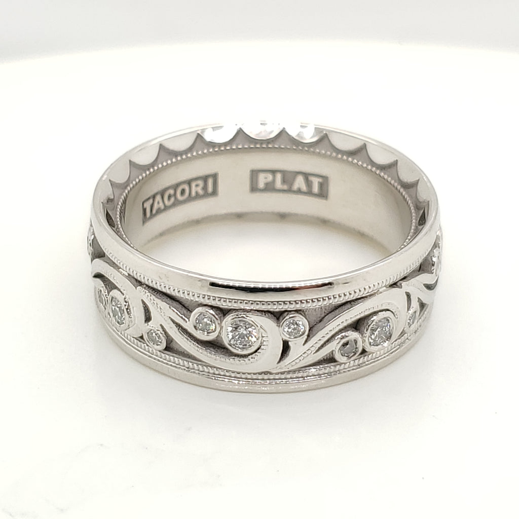 Mens Platinum and Diamond Wedding Band