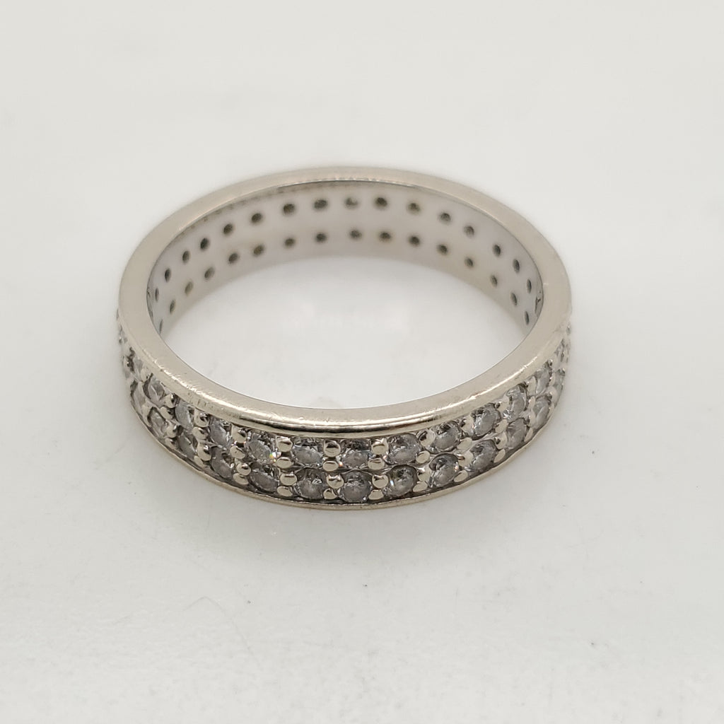 14kt White Gold and Diamond Mens Wedding Band
