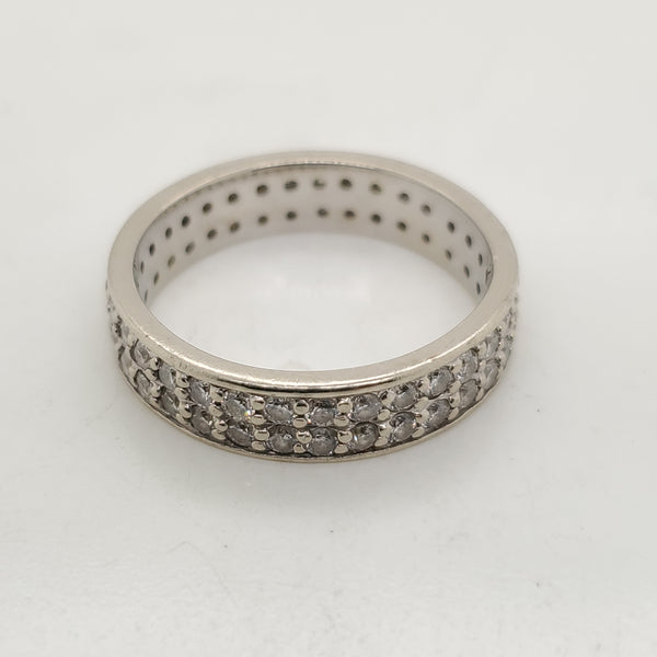 14kt White Gold and Diamond Mens Wedding Band