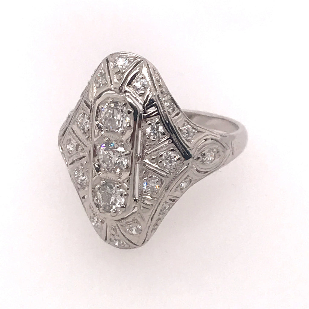 Art Deco platinum and diamond dinner ring