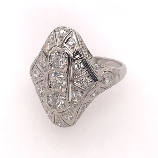 Art Deco platinum and diamond dinner ring