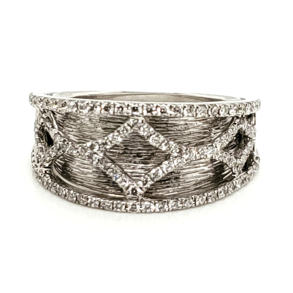 14kt white gold and diamond dual texture ring