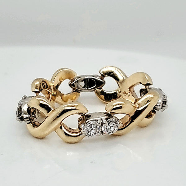14kt Yellow Gold and Diamond Soft Link Ring