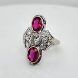 Art Deco Platinum Ruby and Diamond Ring