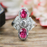 Art Deco Platinum Ruby and Diamond Ring