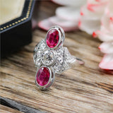 Art Deco Platinum Ruby and Diamond Ring