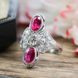 Art Deco Platinum Ruby and Diamond Ring
