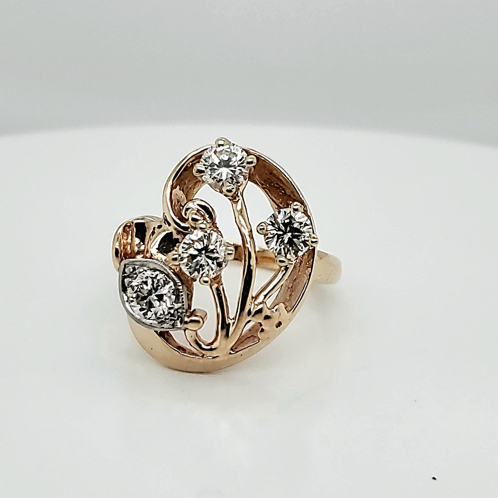 Retro Period 14kt Yellow Gold and Diamond ring