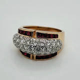Oscar Heyman Brothers  18kt Yellow Gold and Platinum Diamond and Ruby Ring