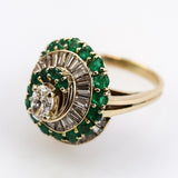 14kt Yellow gold Diamond and emerald Spiral Design Ring