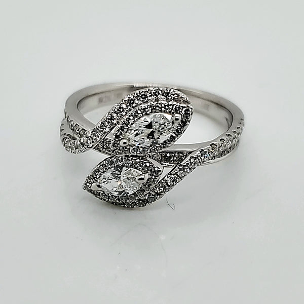 Forevermark 18Kt White Gold Marquise And Round Diamond Bypass Ring