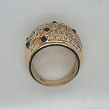 18kt Yellow Gold Diamond Ruby Sapphire and Emerald Dome Ring