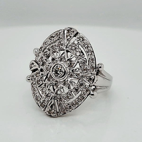 18kt White Gold and Diamond Shield Shape Ring