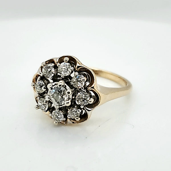 14kt Yellow Gold Mine Cut Diamond Ring