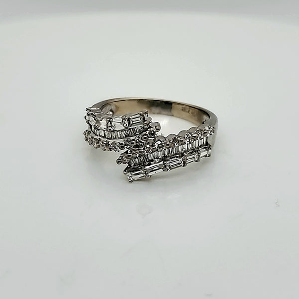 14kt White Gold Bypass Design Diamond Ring