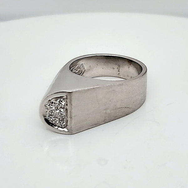 Dutch Modernist 18kt White Gold and Diamond Ring