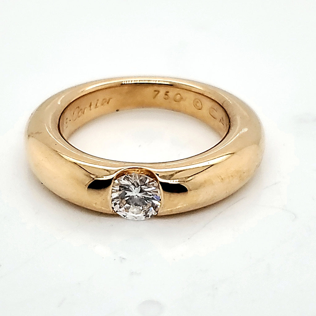 Pre Owned Vintage Cartier 18Kt Yellow Gold And Diamond Gypsy Ring
