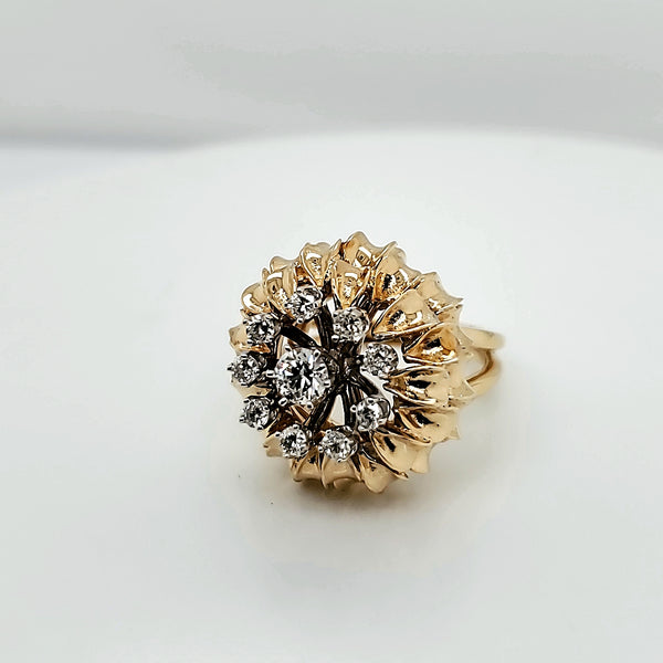 Vintage Round 14kt Yellow Gold and Diamond Ring