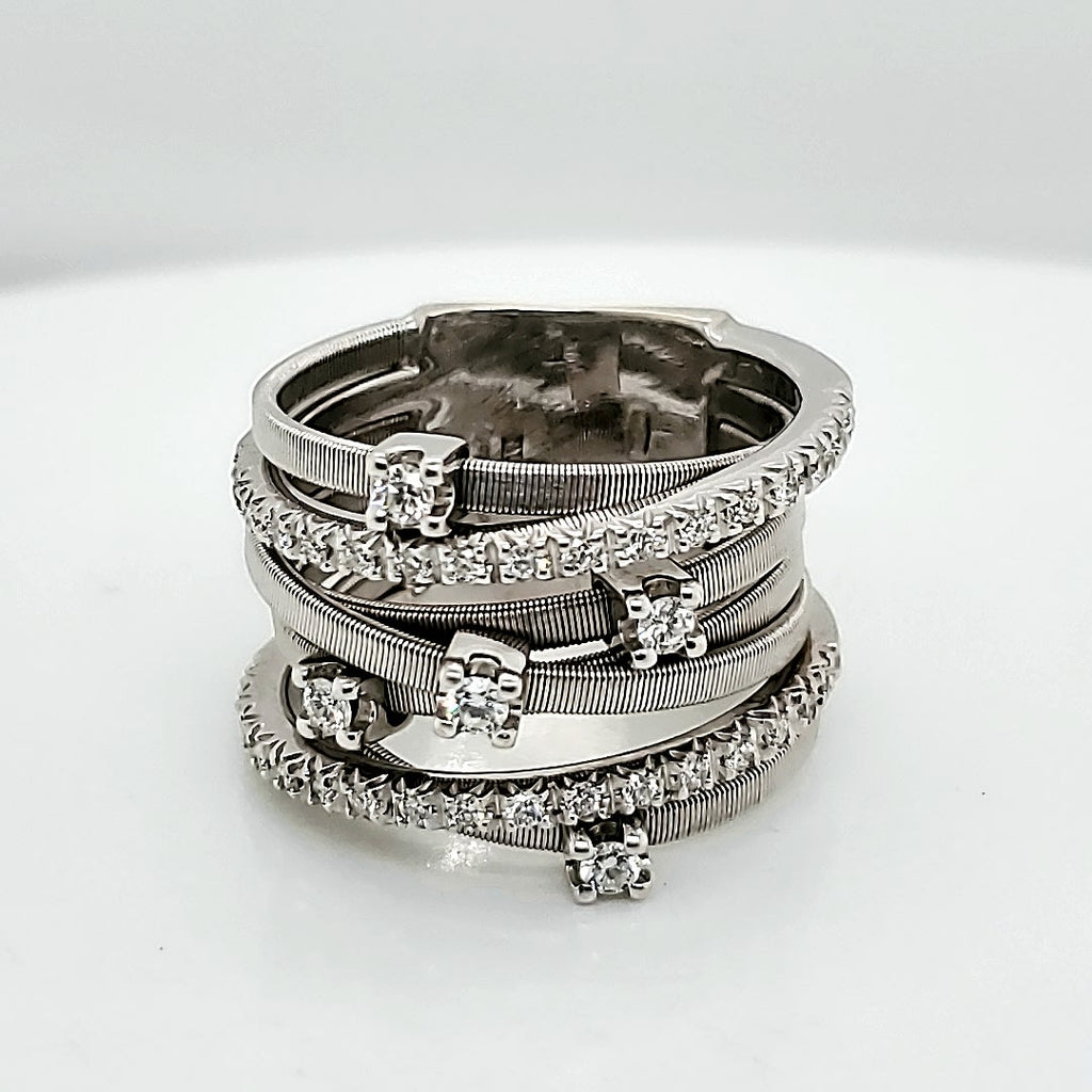 Marco Bicego Goa 18kt White Gold and Diamond Seven Row Ring