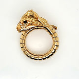 Vintage 18kt Yellow Gold Diamond and Ruby Rams Head Ring