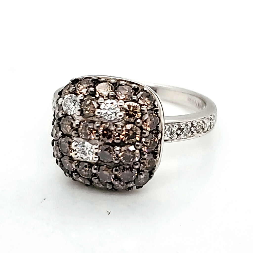 LeVian 14kt White Gold White and Chocolate Diamond Ring