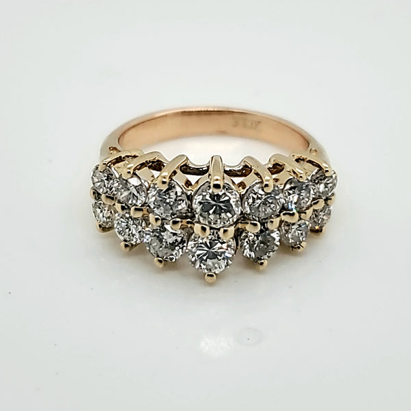 14Kt Yellow Gold Double Row Diamond Band