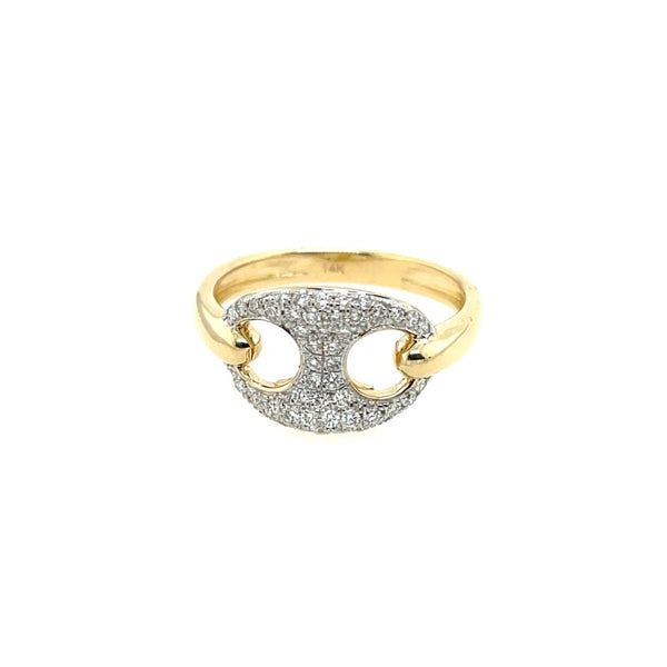 14Kt Yellow Gold Diamond Gucci Link Ring