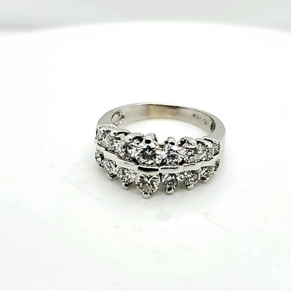 14kt White Gold Double Row Diamond Ring