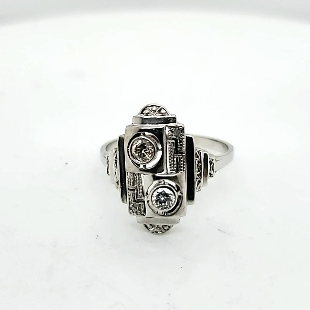 Art Deco 14kt White Gold and Diamond Ring